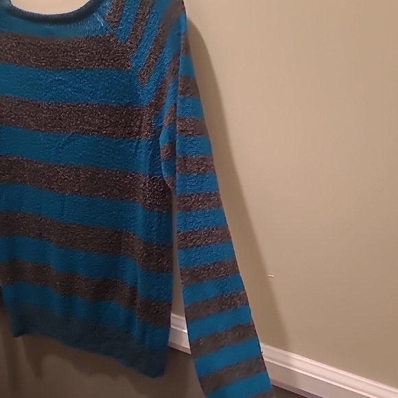 Vintage Aéropostale Womens Knit Sweater Gray/Teal XL L/S Scoop Neck - Picture 14 of 14